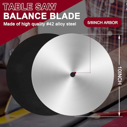 10 Inch Sanding Disc for Table Saw 5/8 Arbor Calibration Sanding Disc Balance Dado Blade with 18 Pcs Sandpaper 60 80 100 120 180 240 Grit
