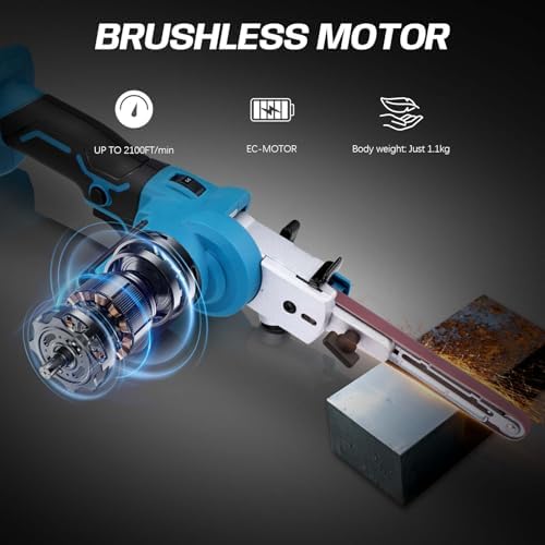 Cordless Brushless Detail Belt Sander Compatible with Makita 18V, 6 Speeds