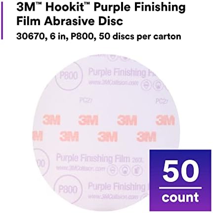 3M Hookit Purple Finishing Film Abrasive Disc, 260L, 30670, 6 in, P800