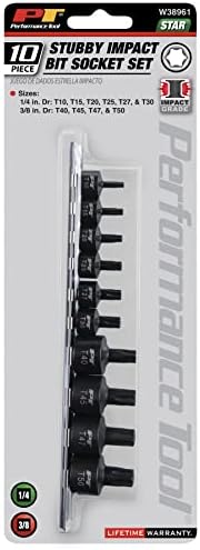 Performance Tool W38961 10-Piece Impact Star Bit Socket Set