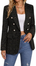 Mina Self 2026 Women's Fall Tweed Blazer Plaid Jacket Business Casual Coat