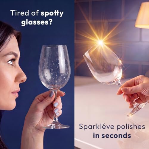 Home Glassware Polisher, World's First Affordable Spinning Glass Polisher, 600 RPM Dries, Polishes, All Glasses, Wet Glass and Spin for Sparkling Glassware, White, Classic Matte
