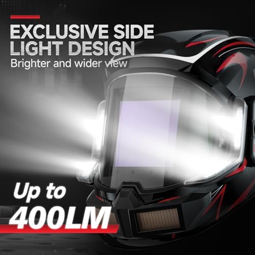 ANDELI Auto Darkening Welding Helmet with Light,Upgraded Solar Powered