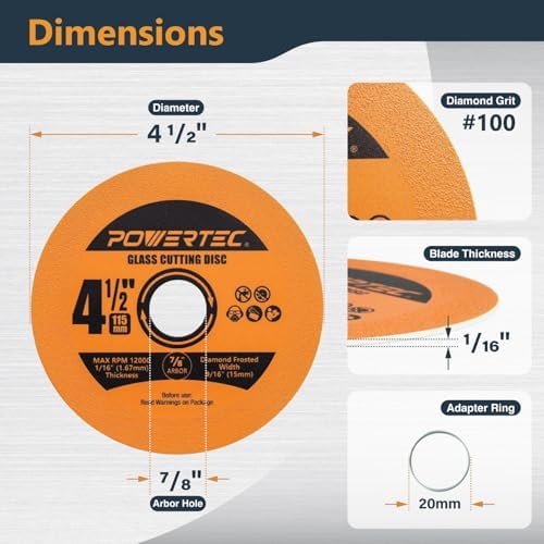 POWERTEC Glass Cutting Disc for Angle Grinder (14030-P5)