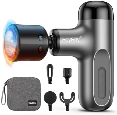 HEYCHY Mini Massage Gun, Deep Tissue Handheld Massager with Heat & Cold