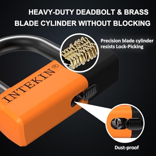 4FT Heavy Duty Bike Chain Lock - 12mm Thick, 16mm Disc Lock for Motorcycles, Scooters, Gates - Orange