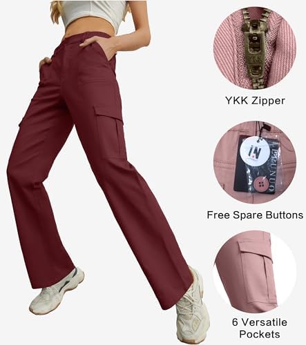 Lepunuo Cargo Pants for Women High Waisted Casual Pants Baggy Stretchy Wide Leg Y2K Streetwear with 6 Pockets