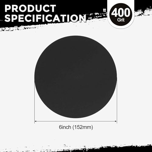 30Pcs Sanding Discs 6In 400Grit Hook and Loop Sandpapers Black