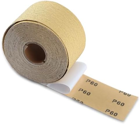 SPEEDWOX 60 Grit Sandpaper Roll Self Adhesive PSA Stickyback Sand Paper 2-3/4" Wide 10 Yard Long Sandpaper Sheets for Automotive & Woodworking Air File Long Board Sanders Metal Plastic Sanding Blocks