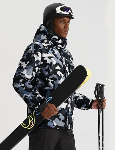 GEMYSE Men's Winter Ski Jacket Waterproof Snow Coat with Detachable Hood