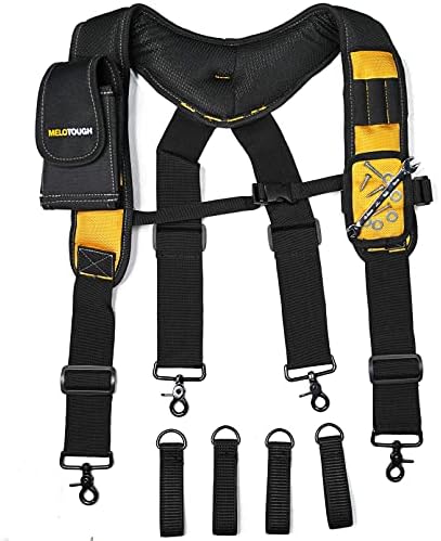 MELOTOUGH Magnetic Tool Belt Suspenders with Magnetic WristBand for Work Belt Padded Suspenders Constrcution