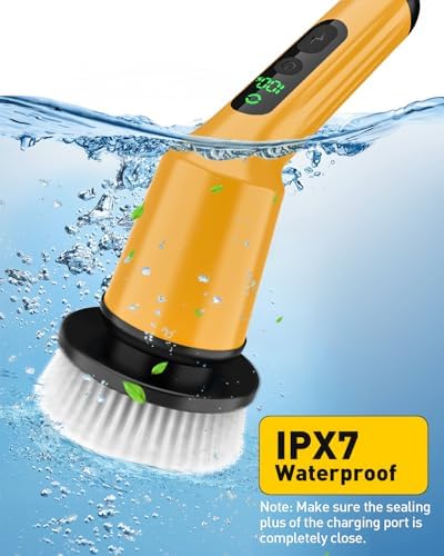 Electric Spin Scrubber for Bathroom, Shower Scrubber with Long Handle