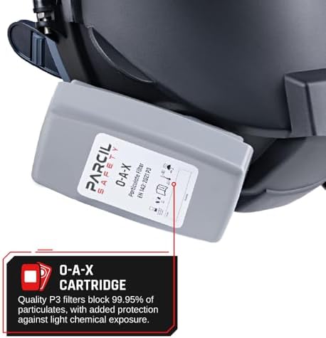 WF-100 Full-Face Welding Respirator – 2 x 4.25" Shade 9 Lens for Welding, Dual P3 Cartridges, Flip-Up Helmet, Compatible with 3M & Honeywell
