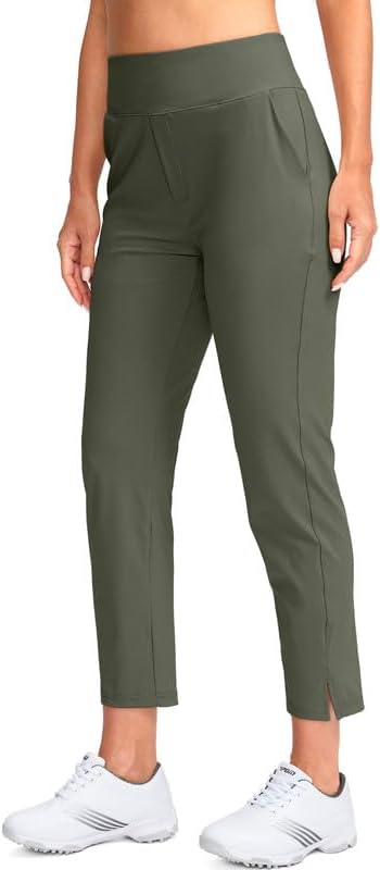 YYV Women's Golf Pants High Waist Stretch Ankle Pants with Pockets