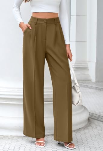 FUNYYZO Wide Leg Dress Pants for Women Work Slacks Business Casual Outfits