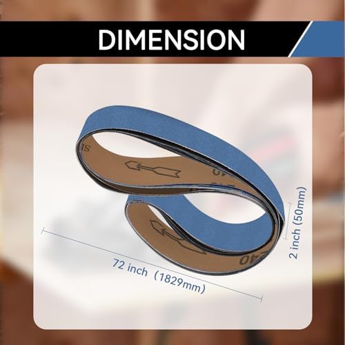 2x72 Inch Grinding Belts 10 Pcs 5 Grits Sizes (2 Each of 80/120/150/240/400 Grits) Heavy Duty Belt Sander Zirconia Sanding Belt Sander Paper for Wood, Metal, Stainless Steel, and Furniture