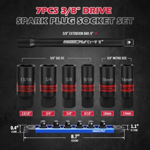 29-Piece 1/2" Drive Impact Socket Set & 7-Piece 3/8" Spark Plug Socket Set with Magnetic Guide Rail – Master SAE & Metric Deep Sockets, Extension Bars & Storage Case Combo