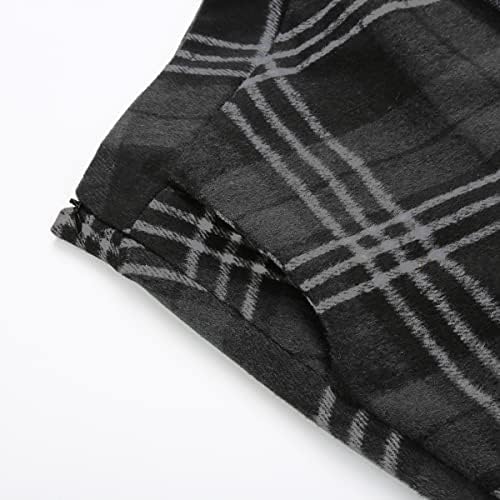 IDEALSANXUN Womens Plaid Wool Skirts Elastic Waist A-Line Pleated Tartan Long Skirts