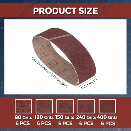 30 Pcs Sanding Belts 4 x 36 Inch 80/120/150/240/400 Grit