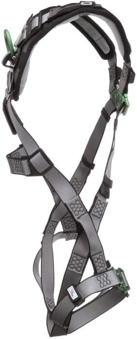 MSA V-FIT Standard Safety Harness - Polyester & Nano-Technology Treated Web Full Body Harness Back, Shoulder Padding, Gray