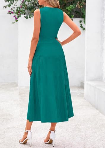 PRETTYGARDEN Women's Summer Pleated Midi Work Dress