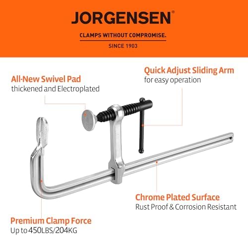 Jorgensen 12-Inch Light-Duty Drop Forged Steel Bar Clamps, 2-Pack