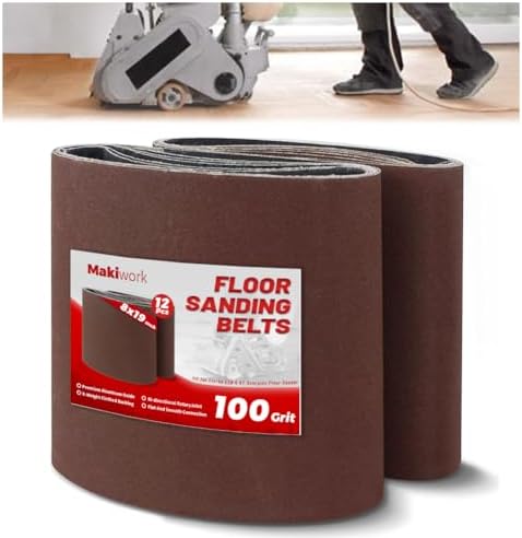 8 inch x 19 inch 100 Grit Sanding Belts, 12 Pack, EZ 8 Drum Sander Sandpaper Rolls for Woodworking and Floor Polishing, Aluminum Oxide Sander Sleeves