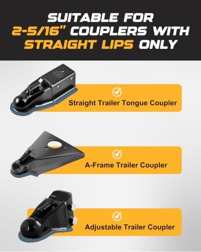 RETRUE Heavy Duty Trailer Lock for 2 5/16" Ball Hitch Coupler, Black
