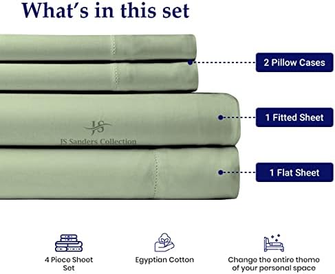 JS Sanders Collection Split Head Sheet Set Cal. King Size,Moss