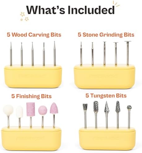 Ultimate Premium 20-Piece Rotary Tool Engraving & Carving Bit Set – Shank 3/32-2.35mm.Tungsten Steel, Sanding & Polishing Bits for Wood, Metal, Glass, Stone & More – Compatible with Customizer