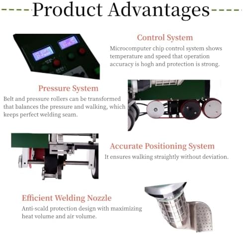 Plastic Welder Roof PVC Waterproof Membrane Welding Machine TPO Automatic Traveling Edge Welding Kit Hot Air Gun Accessories (230V welder+120V heat gun)