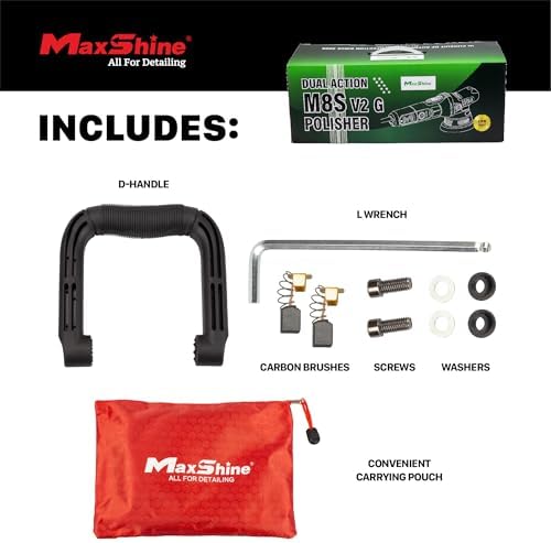Maxshine M8S V2 Dual Action Polisher Green – 8mm Throw Random Orbital Buffer, 1000W Detailing Machine with 5″ Backing Plate – 6-Speed, 5/16″ Thread for Car, Truck, SUV & Boat Paint Correction
