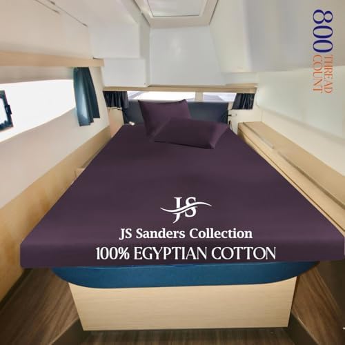 JS Sanders XL V Berth Boat Sheet 3 Pcs 600 TC Egyptian Cotton,Plum