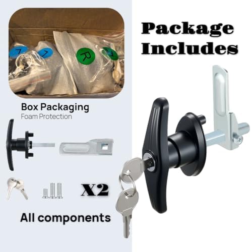 2PCS Keyed Alike Truck Cap T-Handle Locks, Camper Shell Accessories | Left & Right Set, Zinc Alloy Rustproof, Keyed Alike Design, Easy Installation, Fits Pickup Camper Shell Trailer Doors