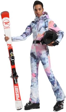 GSOU SNOW Womens Ski Suit One Piece Jumpsuit Snow Jacket Waterproof