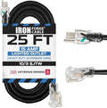 Iron Forge Cable 10 Gauge Extension Cord Heavy Duty, 25 Ft - Black SJTW