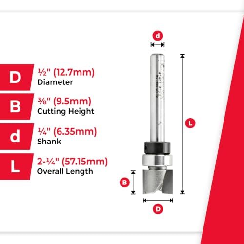 Amana Tool - 45481 Carbide Tipped Flush Trim Plunge Template 1/2 Dia x 3/8 x 1/4" Shan