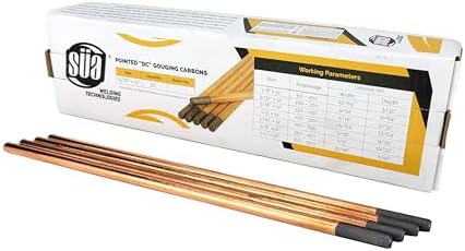 SÜA - DC Copper Coated Pointed Carbon Gouging Rod - 5/16" x 12" - (600 Rods)