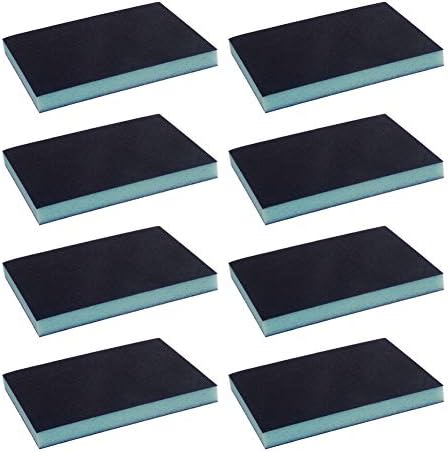 Utoolmart Sanding Sponge Sanding Blocks, 180 Grit Wet Dry Sandpaper Sponge, Washable and Reusable Sand Sponge Kit, for Kitchen Cookware Cleaning and Rust Removal of Rusted Metal, Blue, 8 Pcs