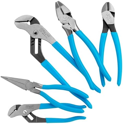 CHANNELLOCK GS-50 5pc Pliers Set | Made in USA | Forged High Carbon Steel | Includes Tongue & Groove, Linemen's, Long Nose and Cutting Pliers
