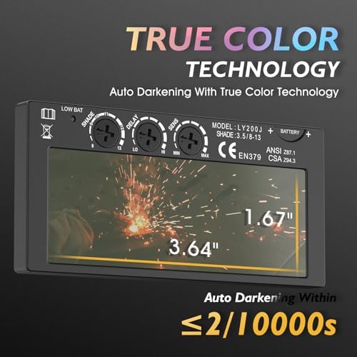 TOOLIOM Auto-Darkening Welding Lens, 2 x 4.25 in