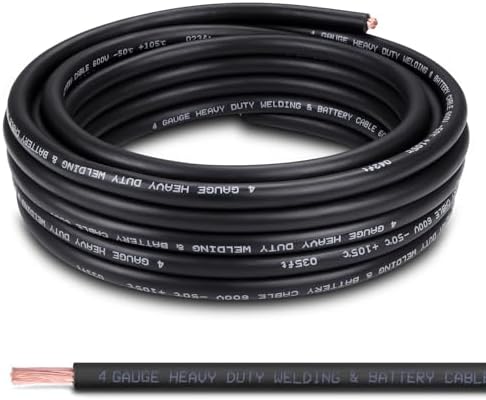4 Gauge Battery Cable, 30F T Black 4 AWG Pure Copper Wire Welding Cable, for Automotive, Battery, Solar and Generator, Standard USA OFC Wire