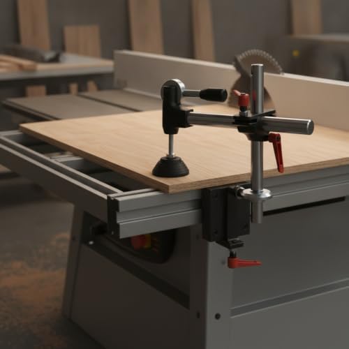 Iron Panel Saw Hold-Down Clamp for Woodworking, Horizontal Workholding Device for Large Sheets and Straight Cuts, Black Finish