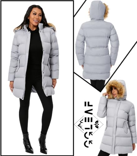 GGleaf Women's Winter Puffer Coat with Removable Fur Hood Warm Snow Jacket