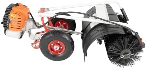 Gas Handheld Snow Sweeper, 52cc 2 Stroke Engine Power Gasoline Snow Shovel, Cordless Hand Held Walk Behind Brush Broom Cleaner Tools for Driveway Turf Lawns Artificial Grass Garden