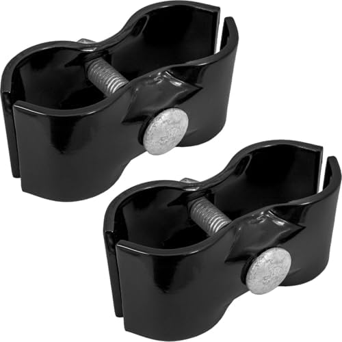 1-3/8" Black Chain Link Fence Panel Clamps with Bolts and Nuts - Saddle Clamps for Dog Kennels and Temporary Fencing (2 Pack)