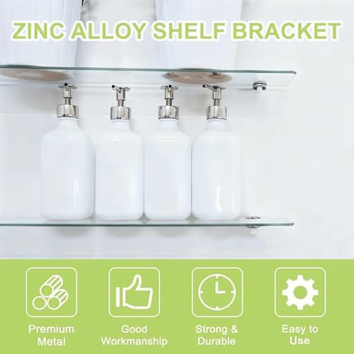Adjustable Glass Shelf Bracket, 20Pcs Frameless Glass Clamp with Pin Wall Mounted Clips for 4-8mm Glass Cabinet