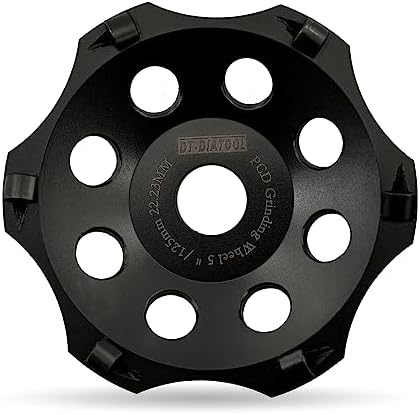 DT-DIATOOL PCD Diamond Grinding Cup Wheel 5 Inch Arbor 7/8" for Concrete Floor Epoxy Coating Adhesive Residue Paint Coatings