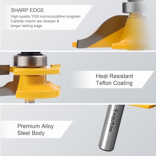3PCS 1/2" Shank Router Bit Set, Raised Panel Cabinet Door Making Bit.