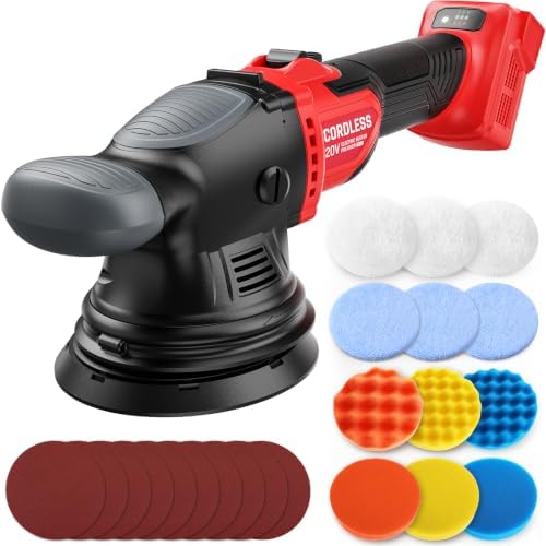 20V Cordless Buffer Polisher w/Brushless Motor, 6 Speed 5000RPM